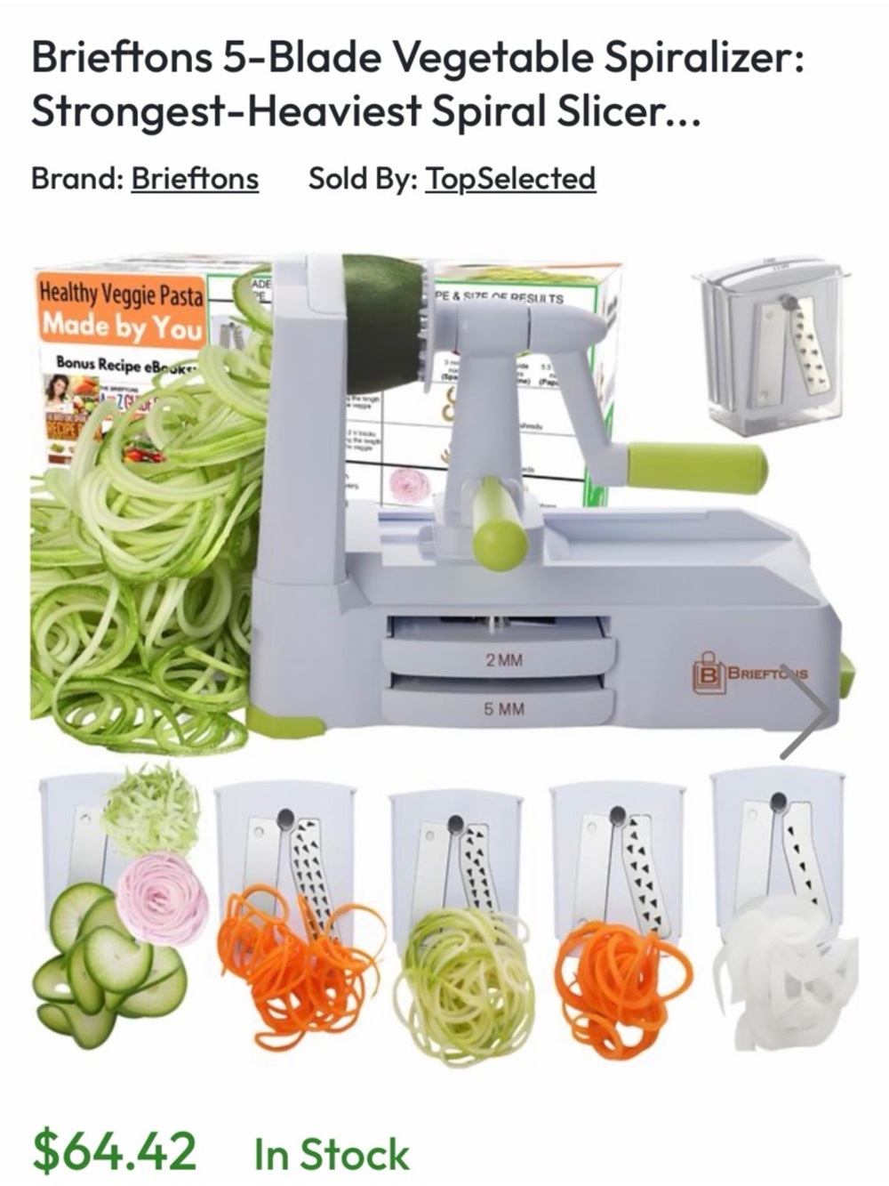 5-Blade Vegetable Spiralizer - Brieftons